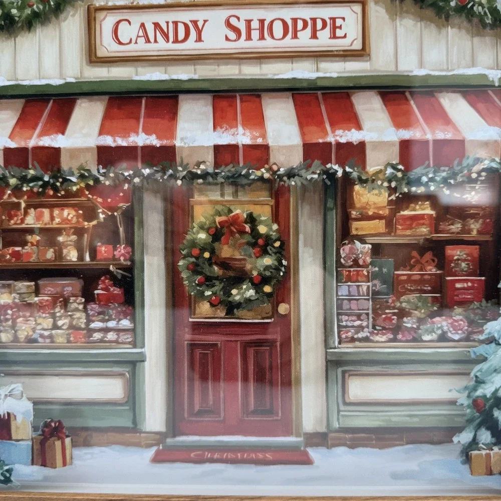 Hobby Lobby Winter Candy Shop Framed Wall Decor – Christmas Holiday Decor – NEW